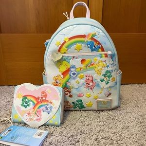 Loungefly Care Bears Backpack with Matching Wallet